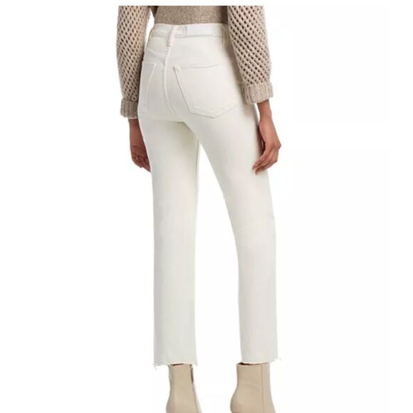 Re/Done 70s Stove Pipe High Rise Straight Ankle Jeans in Vintage White - Picture 3 of 10